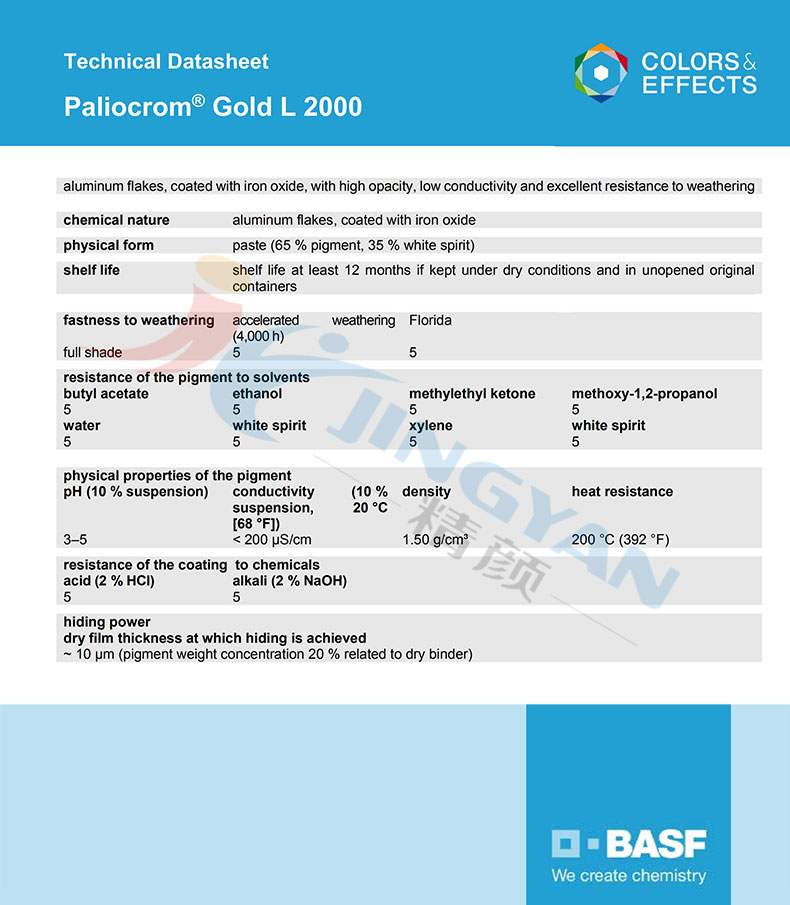 巴斯夫L2000效果顏料TDS技術數(shù)據(jù)報告
